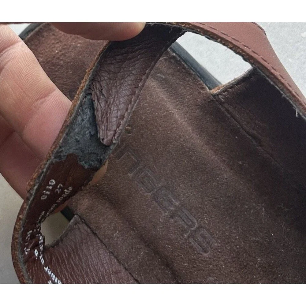CLARKS Springers Dk BROWN Strappy Leather Low Heel Sandals - 7.5 M - Picture 11 of 11
